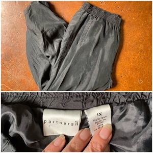90’s Vintage Plus Size Black Parachute Pants - 100% Silk 1X, Joggers Track Harem